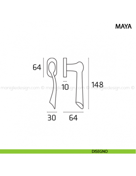 Maniglia per finestra martellina DK Maya Comit disegno