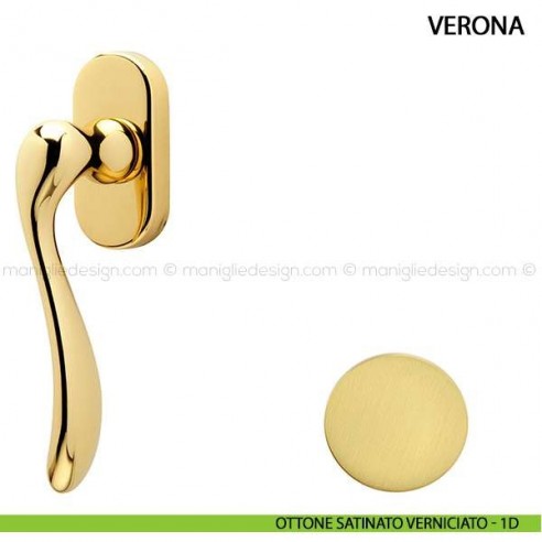 Maniglia per finestra martellina DK Verona Comit ottone satinato verniciato