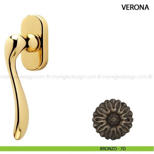 Maniglia per finestra martellina DK Verona Comit bronzo