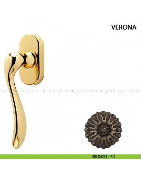 Maniglia per finestra martellina DK Verona Comit bronzo
