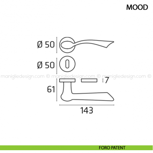Maniglia per porta Mood Comit foro patent