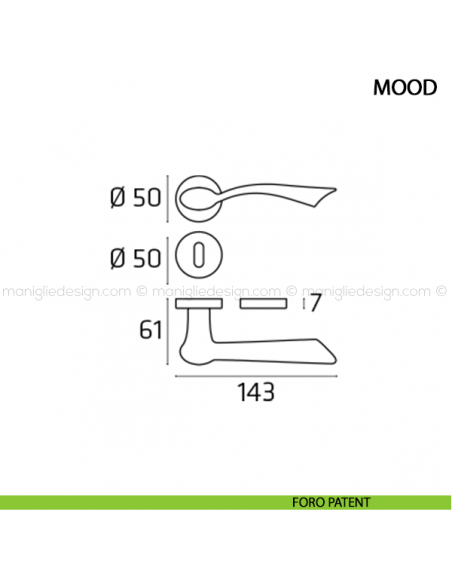 Maniglia per porta Mood Comit foro patent