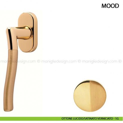 Maniglia per finestra martellina DK Mood Comit ottone lucido/satinato verniciato