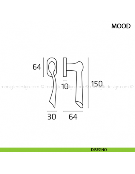 Maniglia per finestra martellina DK Mood Comit disegno