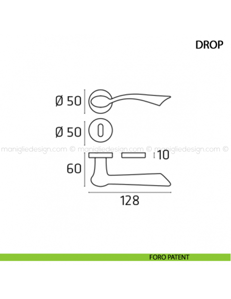 Maniglia per porta Drop Comit foro patent