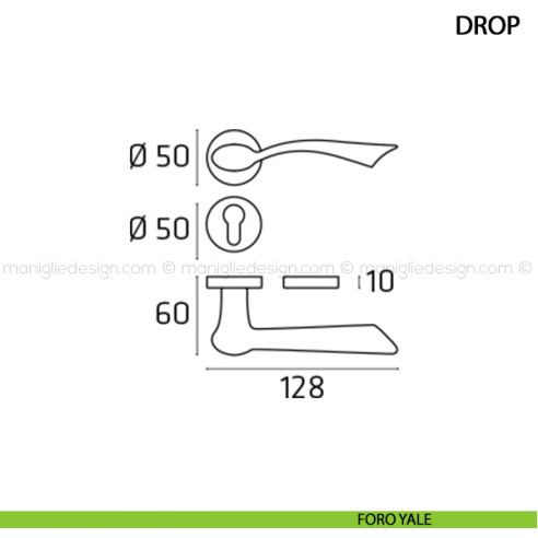 Maniglia per porta Drop Comit foro yale