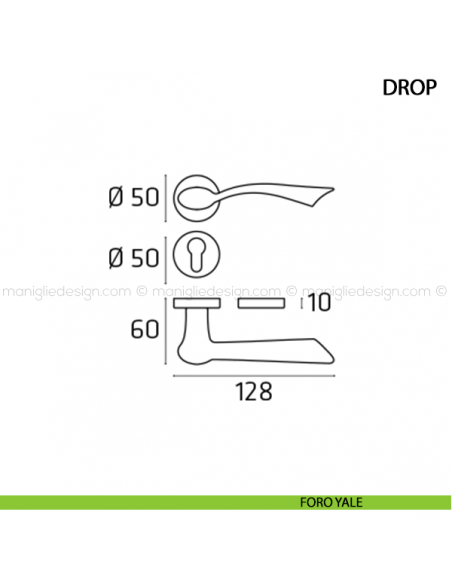 Maniglia per porta Drop Comit foro yale