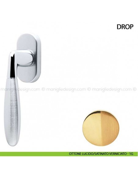 Maniglia per finestra martellina DK Drop Comit ottone lucido/satinato verniciato