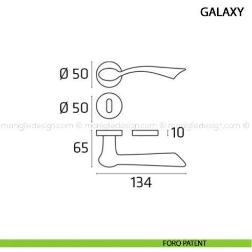Maniglia per porta Galaxy Comit foro patent