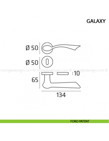 Maniglia per porta Galaxy Comit foro patent