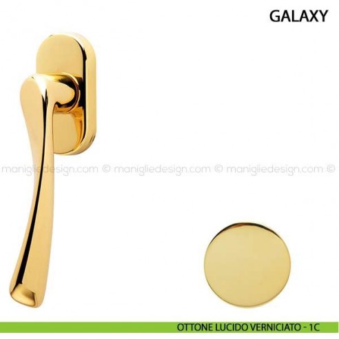Maniglia per finestra martellina DK Galaxy Comit ottone lucido verniciato