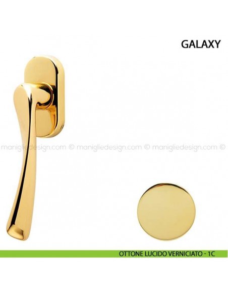 Maniglia per finestra martellina DK Galaxy Comit ottone lucido verniciato