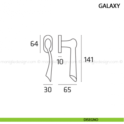 Maniglia per finestra martellina DK Galaxy Comit disegno