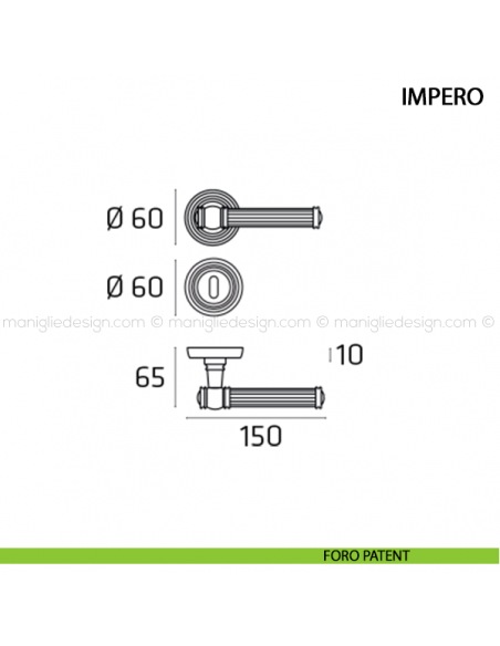 Maniglia per porta Impero Comit foro patent