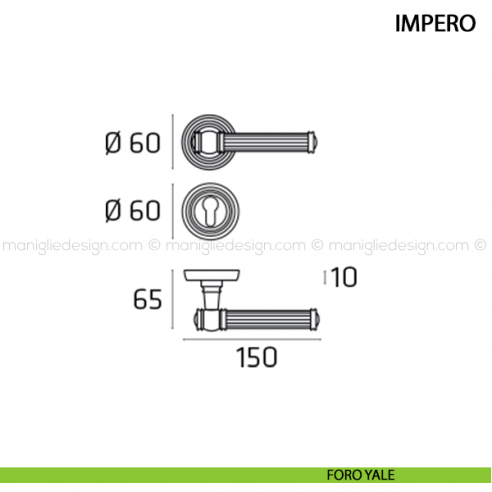 Maniglia per porta Impero Comit foro yale