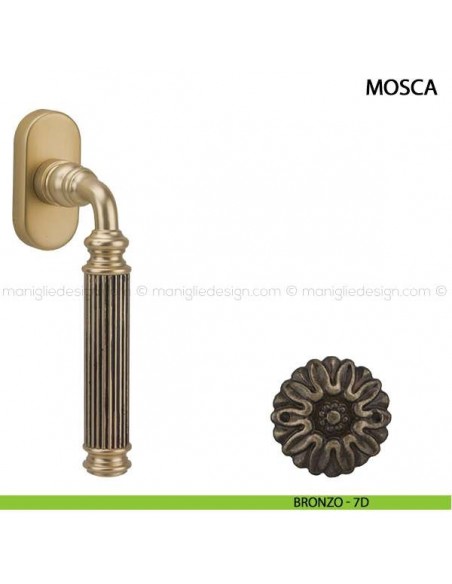 Maniglia per finestra martellina DK Mosca Comit bronzo