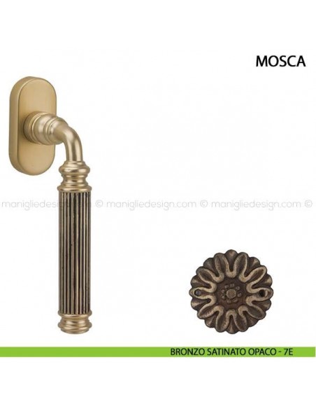 Maniglia per finestra martellina DK Mosca Comit bronzo satinato opaco