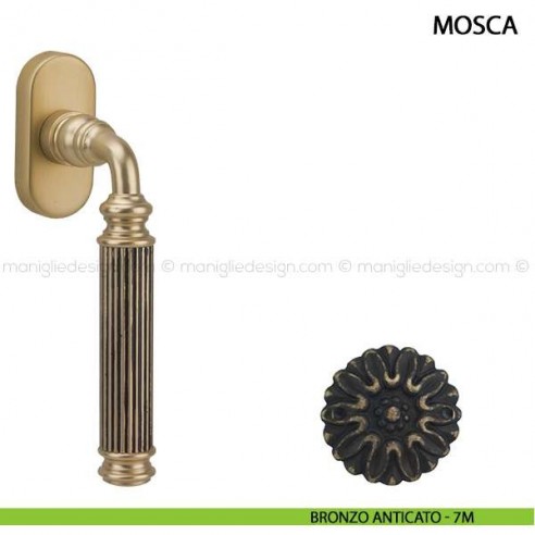 Maniglia per finestra martellina DK Mosca Comit bronzo anticato
