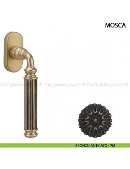 Maniglia per finestra martellina DK Mosca Comit bronzo anticato