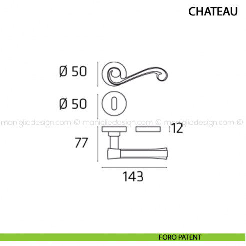 Maniglia per porta Chateau Comit foro patent