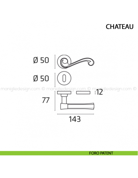 Maniglia per porta Chateau Comit foro patent
