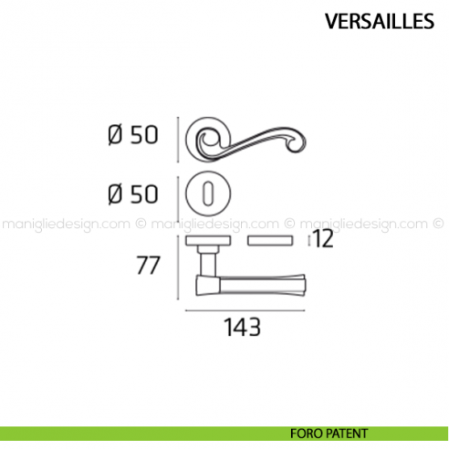 Maniglia per porta Versailles Comit foro patent