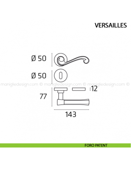 Maniglia per porta Versailles Comit foro patent