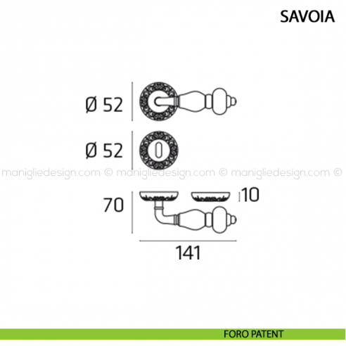 Maniglia per porta Savoia Comit foro patent