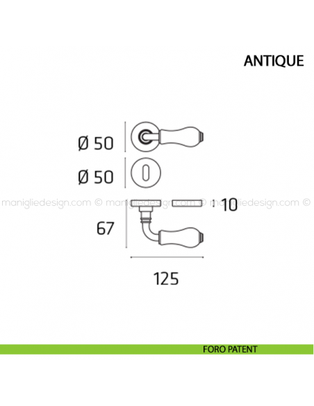 Maniglia per porta Antique Comit foro patent