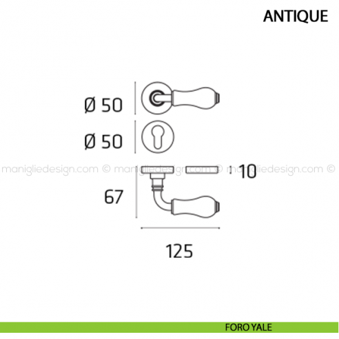 Maniglia per porta Antique Comit foro yale