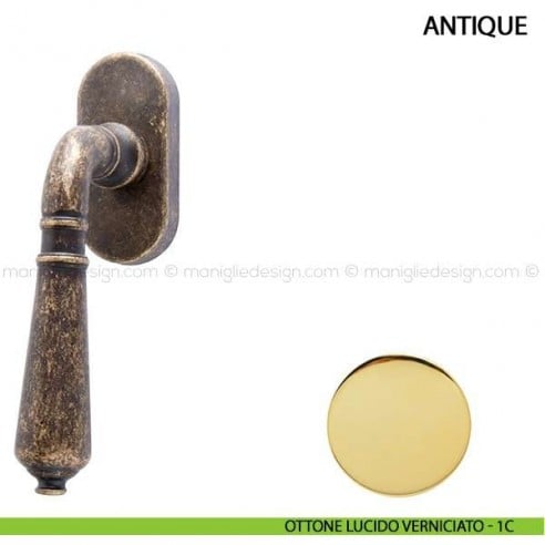 Maniglia per finestra martellina DK Antique Comit ottone lucido verniciato