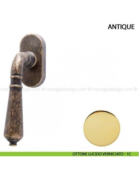 Maniglia per finestra martellina DK Antique Comit ottone lucido verniciato