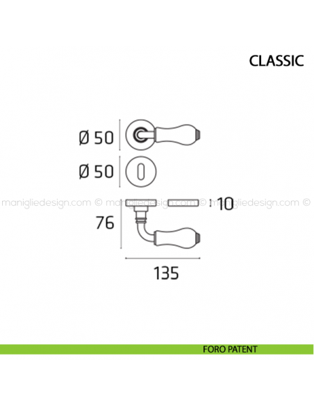 Maniglia per porta Classic Comit foro patent