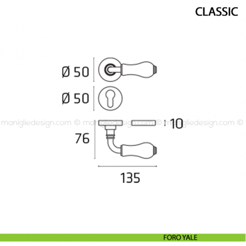 Maniglia per porta Classic Comit foro yale