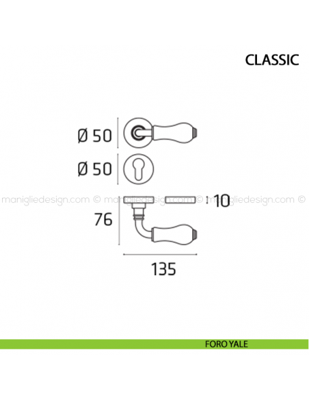 Maniglia per porta Classic Comit foro yale