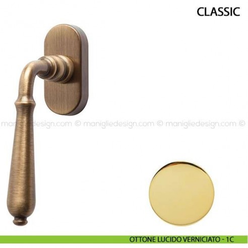 Maniglia per finestra martellina DK Classic Comit ottone lucido verniciato