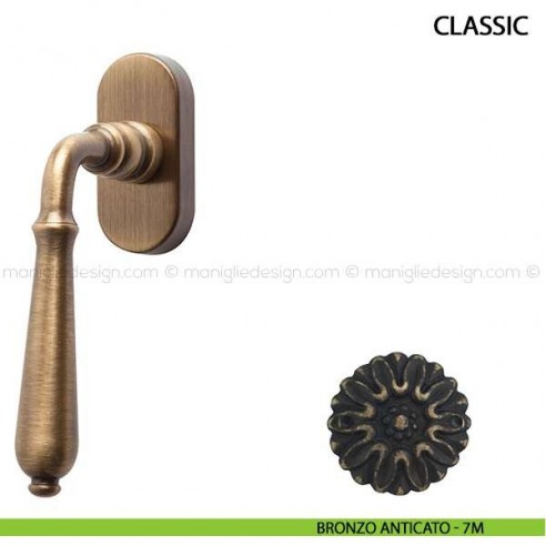 Maniglia per finestra martellina DK Classic Comit bronzo anticato