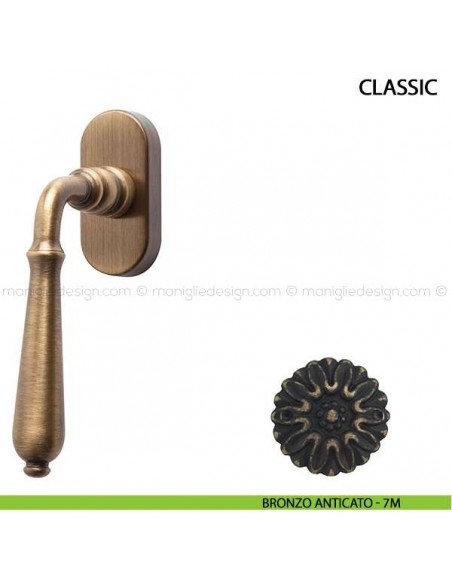 Maniglia per finestra martellina DK Classic Comit bronzo anticato