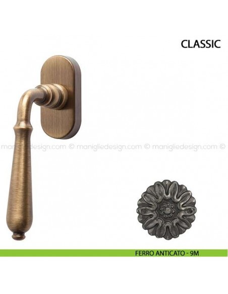 Maniglia per finestra martellina DK Classic Comit ferro anticato