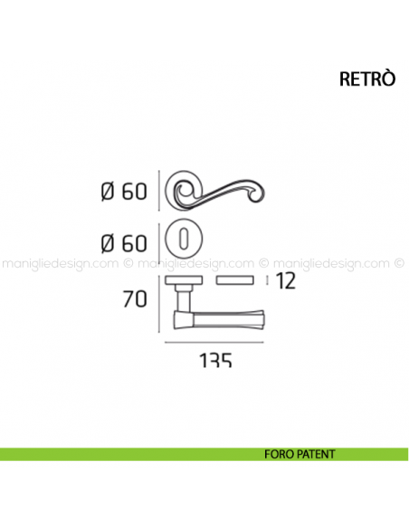 Maniglia per porta Retrò Comit foro patent