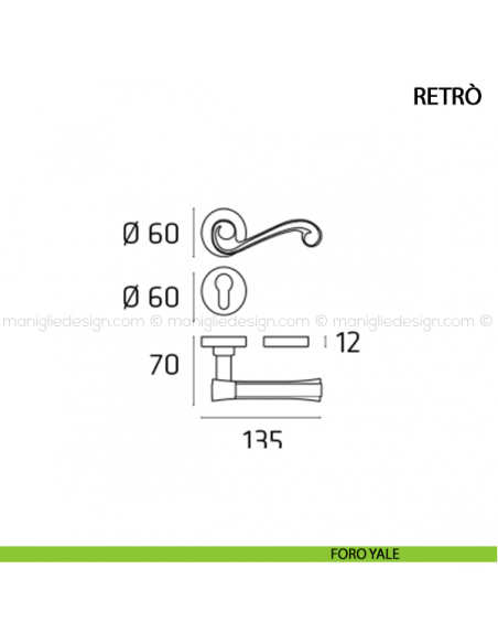 Maniglia per porta Retrò Comit foro yale