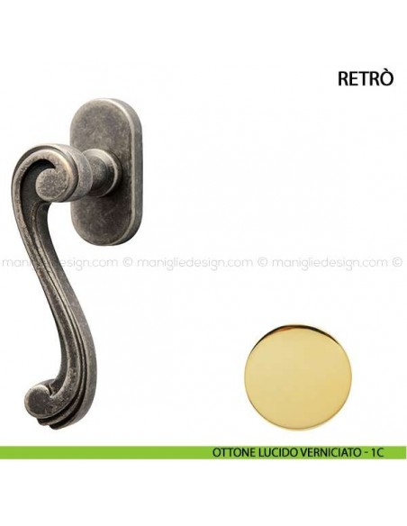 Maniglia per finestra martellina DK Retrò Comit ottone lucido verniciato