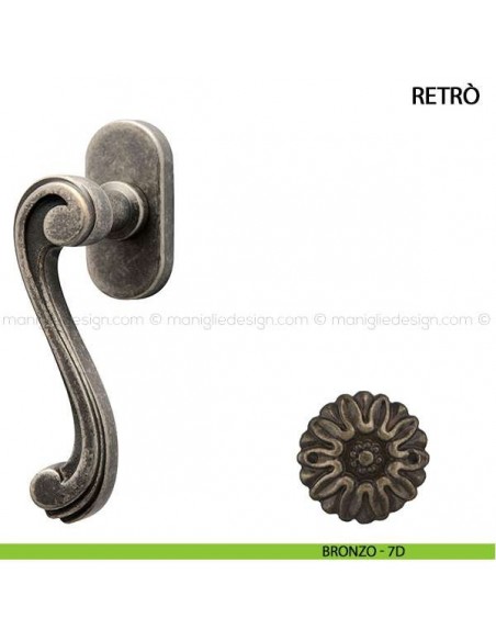 Maniglia per finestra martellina DK Retrò Comit bronzo