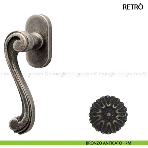 Maniglia per finestra martellina DK Retrò Comit bronzo anticato