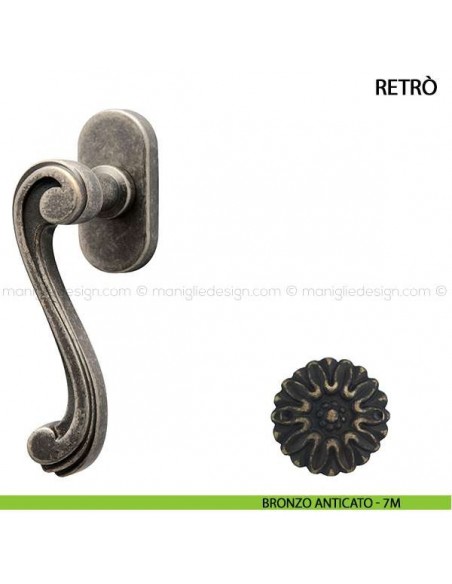 Maniglia per finestra martellina DK Retrò Comit bronzo anticato