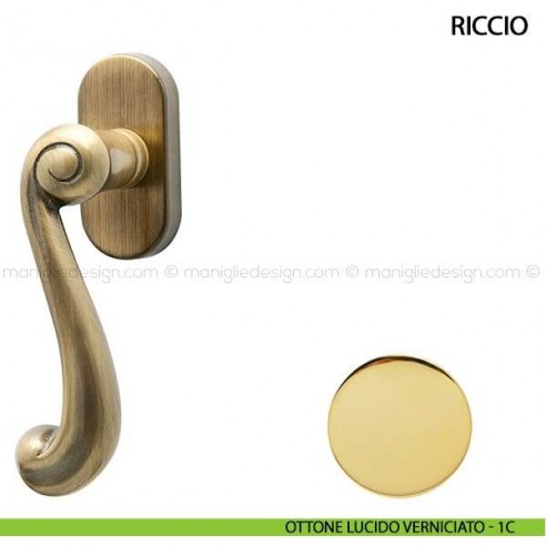 Maniglia per finestra martellina DK Riccio Comit ottone lucido verniciato