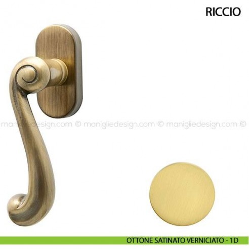 Maniglia per finestra martellina DK Riccio Comit ottone satinato verniciato