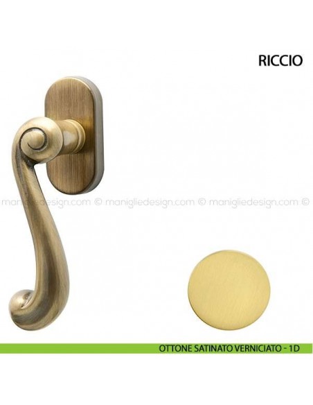 Maniglia per finestra martellina DK Riccio Comit ottone satinato verniciato