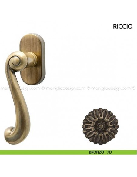 Maniglia per finestra martellina DK Riccio Comit bronzo