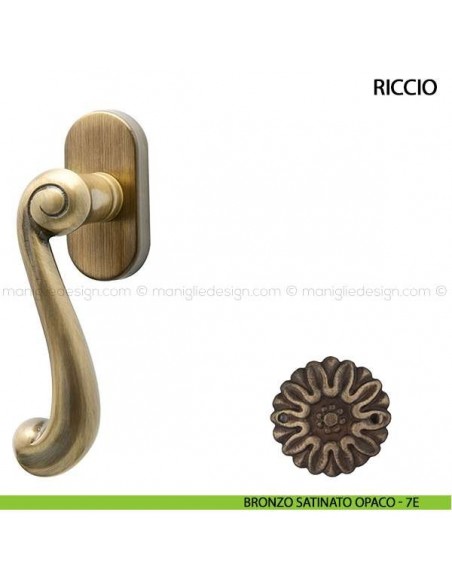 Maniglia per finestra martellina DK Riccio Comit bronzo satinato opaco